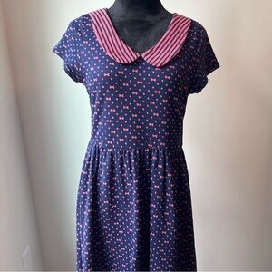 Doe & Rae Pink and Navy Women’s Dress - Size Large
